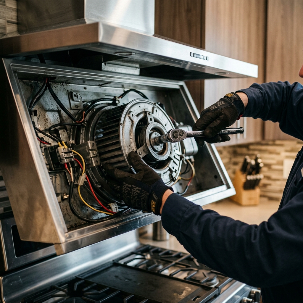 Modern stainless range hood service